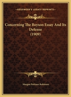 Concerning The Boyson Essay And Its Defense 1359373292 Book Cover