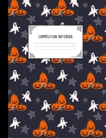 Composition Notebook: Blank Lined College Ruled Notebook Journal | Halloween Themed | Navy Pumpkin Ghosts Pattern 1693228270 Book Cover