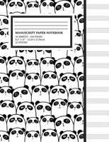 Manuscript Paper Notebook: Cute Panda Cover, 12 Staff Music Paper, Blank Music Sheets 8.5" x 11", 100 Pages (Notebook for Kids Musicians & Songwriting) 1074013476 Book Cover