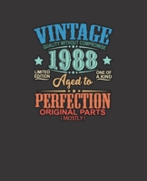 VINTAGE Quality Without Compromise limited edition 1988 one of a kind Aged to Perfection original parts (mostly), 7.5 X 9.25 COLLEGE RULE LINED BLANK 150 PAGE NOTEBOOK: colored typography designed com 1697450741 Book Cover