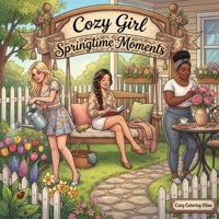 Cozy Girl Springtime Moments: Cute & Fun Relaxing Bold Line Adult Activity Coloring Book | Aesthetic Comfy Hygge Scenes, Floral Meadow Walks, Peaceful Garden Retreats | Anxiety Relief, Mindfulness & C 1965964656 Book Cover