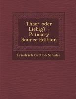 Thaer Oder Liebig? 0341476722 Book Cover
