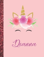 Deanna: Deanna Marble Size Unicorn SketchBook Personalized White Paper for Girls and Kids to Drawing and Sketching Doodle Taking Note Size 8.5 x 11 1658502892 Book Cover