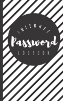 Internet Password Logbook: Password Keeper Username Protection and Log Book Organizer with Alphabet Tabs | Modern Journal with Calligraphy Hand ... Changes | Black & White Pinstripe Vintage Art 1696928710 Book Cover