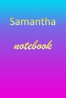 Samantha: Blank Notebook Wide Ruled Lined Paper Notepad Writing Pad Practice Journal Custom Personalized First Name Initial S Blue Purple Gold Taking Class Notes, Homework, Studying School Homeschool  1670885917 Book Cover