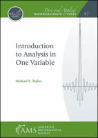 Introduction to Analysis in One Variable 1470456680 Book Cover