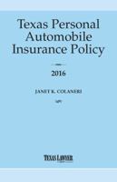 Texas Personal Automobile Insurance Policy 2016 1628811471 Book Cover