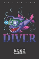 Diver Fish Calendar 2020: Annual Calendar for animal friends, who love the flightless kiwi bird from New Zealand 1671140281 Book Cover
