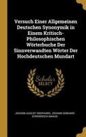 Versuch einer allgemeinen deutschen Synonymik 3743416468 Book Cover