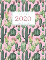 Planner 2020 Weekly Monthly: 8.5 x 11 Full Year Notebook Organizer Large 12 Months - Jan to Dec 2020 Watercolor Cactus Succulent Design Pink 1698876211 Book Cover