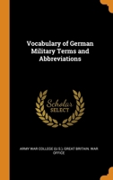 Vocabulary of German Military Terms and Abbreviations 0343716437 Book Cover