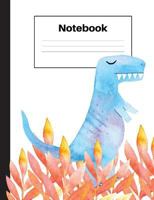 Notebook: Dinosaur Tyrannosaurus Rex, T Rex, Orange Ferns, Graph Paper 4x4, Notebook Home Office School Student Teacher Homeschool, 7.4 x 9.7 in, 200 ... home, students, teachers 1724500945 Book Cover