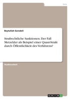 Strafrechtliche Sanktionen. Der Fall Metzelder als Beispiel einer Quasi-Strafe durch Öffentlichkeit des Verfahrens? 3346657523 Book Cover