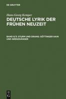 Sturm Und Drang: G�ttinger Hain Und Grenzg�nger 3484108428 Book Cover