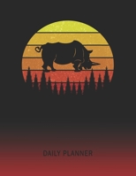 Daily Planner: Rhino | 2020 - 2021 Daily Planner For 1 Year Of Planning | Retro Vintage Sunset Cover | January 20 - December 20 | Organizer Writing ... | Plan Days, Set Goals & Get Stuff Done 1692316389 Book Cover