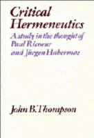 Critical Hermeneutics 0521276667 Book Cover
