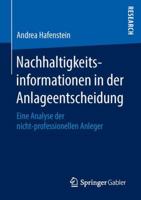 Nachhaltigkeitsinformationen in Der Anlageentscheidung: Eine Analyse Der Nicht-Professionellen Anleger 3658143045 Book Cover