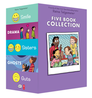 Raina Telgemeier Collection 5 Books Set (Sisters, Drama, Smile, Ghosts, Guts) 1338725122 Book Cover