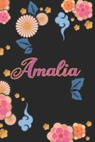 Amalia: Notizblock, Personalisiertes Tagebuch mit Vornamen f�r M�dchen und Frauen, 100-seitiges Notizbuch 6x9 (15x23cm) mit chinesischem Blumenmuster. 1661162665 Book Cover