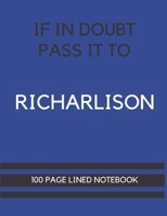 If In Doubt Pass It To Richarlison: Richarlison Themed Notebook/ Journal/ Notepad/ Diary For Everton, Teens, Adults and Kids 100 Black Lined Pages With Margins 8.5 x 11 Inches A4 1673716636 Book Cover