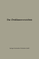 Das Ortsklassenverzeichnis 3663127184 Book Cover