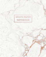 Graph Paper Notebook: Soft White Marble and Rose Gold - 8 x 10 - 5 x 5 Squares per inch - 100 Quad Ruled Pages - Cute Graph Paper Composition Notebook for Children, Kids, Girls, Teens and Students (Ma 1689680504 Book Cover