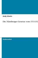 Die Nürnberger Gesetze vom 15.9.1935 3638840794 Book Cover