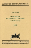 For Marx Against Althusser 0819128163 Book Cover