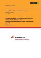 Die Messung Des Zinsanderungsrisikos Im Anlagebuch. Analyse Des Konsultationspapiers Des Basler Ausschusses NR. 319 3668242232 Book Cover