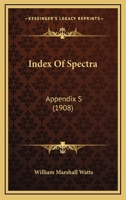 Index Of Spectra: Appendix S 1160709998 Book Cover