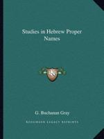 Studies in Hebrew Proper Names 1014895421 Book Cover