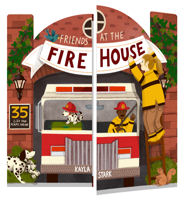 Friends at the Firehouse: Double Booked: 35 lift-the-flaps inside! (Firefighter Board Books; Firetruck Books for Toddlers) 1452173257 Book Cover