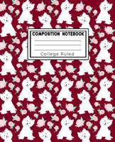Composition Book College Ruled: Puppy Love Red Fashion Line Paper Exercise Book Notebook For Middle School Through To College University 1074998790 Book Cover