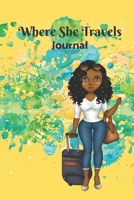 Where She Travels - (6x9 lined journal paint splatter yellow blue cover) 167092310X Book Cover
