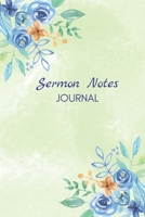 Sermon Notes Journal: Inspirational Sermon Notebook for Women (Green Watercolor Floral Design) 1677808098 Book Cover