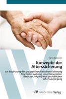Konzepte der Alterssicherung 363940422X Book Cover