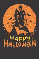 Halloween Dachshund Notebook: Vintage Happy Halloween Dachshund Wiener Bat Ghost Castle 6x9 College Ruled 120 Pages Student Teacher School 107847415X Book Cover