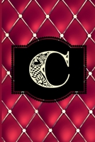 C: Monogram Journal or Diary. Captivating Ruby Red and Gold Diamond Design with a Decorative Uppercase Initial with Texture & Charm on a Vintage Black Cinema Marquee Notebook. (6x9 110 Blank Lined Pag 1692751182 Book Cover