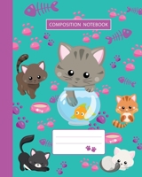 Composition Notebook: College Ruled | Kitty Cat And Funny Kitten | Back to School Composition Book for Teachers, Students, Kids, Boys and Girls | 120 Pages, 60 Sheets | 8x10 inches 1696233933 Book Cover