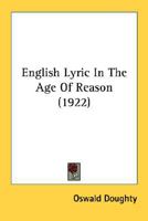English Lyric in the Age of Reason 116391861X Book Cover