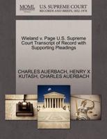 Wieland v. Page U.S. Supreme Court Transcript of Record with Supporting Pleadings 1270313460 Book Cover