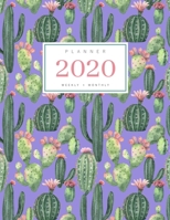 Planner 2020 Weekly Monthly: 8.5 x 11 Full Year Notebook Organizer Large 12 Months - Jan to Dec 2020 Watercolor Cactus Succulent Design Blue-Violet 1698875312 Book Cover