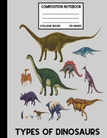 Composition Notebook College Rulled 110 pages Types Of Dinosaurs: (8.5 x 11 Large) For Boys and Girls - Back To School Gift For Students 1695090276 Book Cover