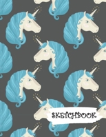 Sketchbook: Blue Unicorn Fun Framed Drawing Paper Notebook 1691089664 Book Cover