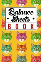 Balance Sheets Book: Cute Colorful Animal Cat Pattern in Yellow Cover Gift 1686321732 Book Cover