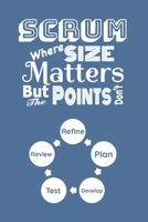 Scrum Where Size Matters But The Points Don’t: Scrum Agile Notebook To Keep Track Of Important Meeting Notes and Action Items for Scrum Masters, ... Owners and Product Managers-Blue Cover 1687786631 Book Cover