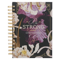 Christian Art Gifts Journal W/Scripture for Women Be Strong and Courageous Joshua 1:9 Bible Verse Plum Floral 192 Ruled Pages, Large Hardcover Noteboo 1639521178 Book Cover