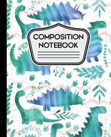 Composition Notebook: Water Color Dinosaurs on White Background for Boys 7.5" X 9.24" - 110 Wide Ruled 1687067678 Book Cover