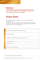Moss-PAS (ID) Interview Score Forms: A wide-spectrum mental health assessment for adults who have limited language or reduced cognitive development 1912755297 Book Cover