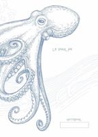 Blue and White Octopus Le Poulpe Notebook (College Ruled): Nautical Beach Journal, 7 x 10 in (B5 17.78 x 25.4 cm) Composition Book with wraparound design 1956016082 Book Cover